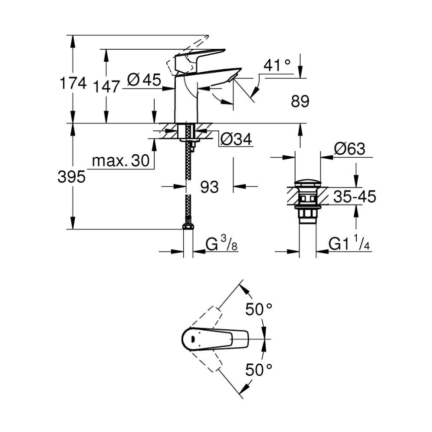 GROHE 24199001 - Bateria umywalkowa START EDGE DN 15 chrom błyszczący