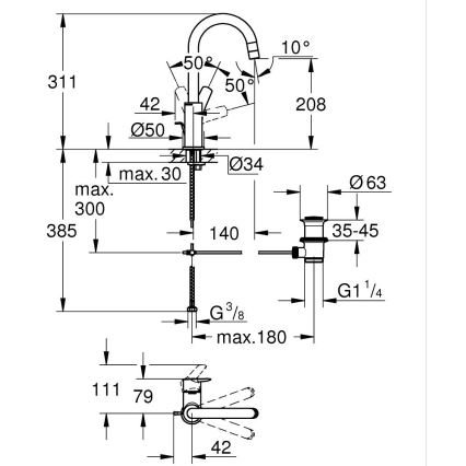 GROHE 24203002 - Bateria umywalkowa START rozmiar L błyszczący chrom