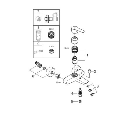 GROHE 24206002 - Bateria wannowa START DN 15 błyszczący chrom