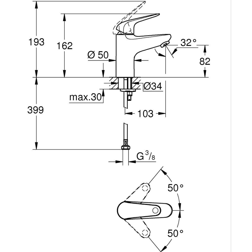 GROHE 24317001 - Bateria umywalkowa SWIFT 162 mm chrom błyszczący