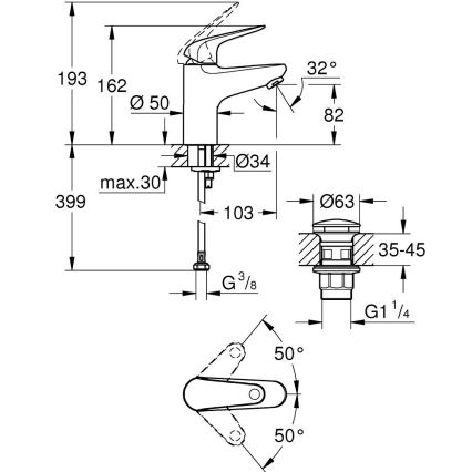 GROHE 24318001 - Bateria umywalkowa SWIFT 162 mm błyszczący chrom