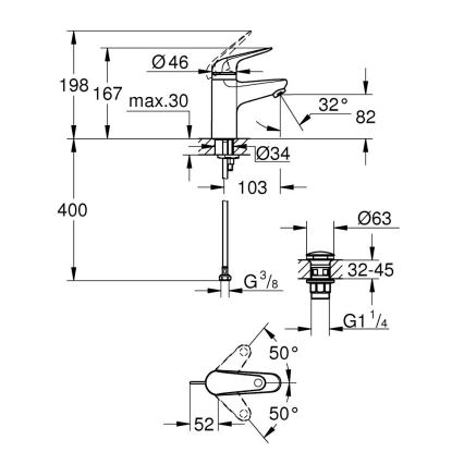 GROHE 24319001 - Bateria umywalkowa SWIFT 162 mm chrom błyszczący