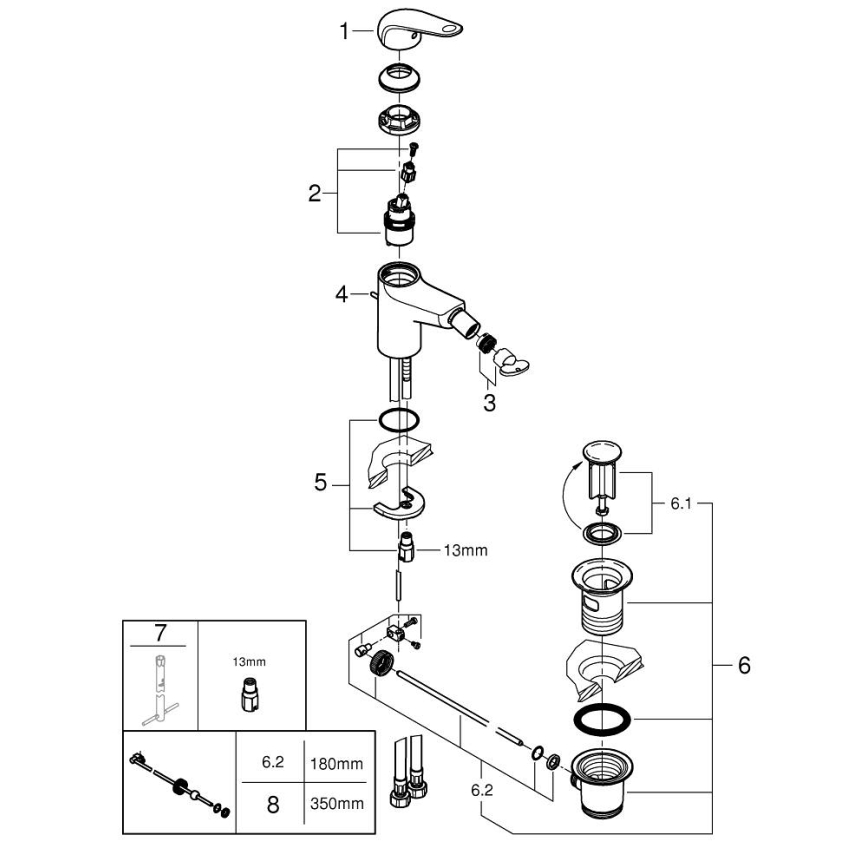 GROHE 24332001 - Bateria bidetowa SWIFT 146 mm, błyszczący chrom