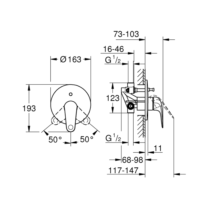 GROHE 24336001 - Bateria wannowa SWIFT DN 15, chrom błyszczący