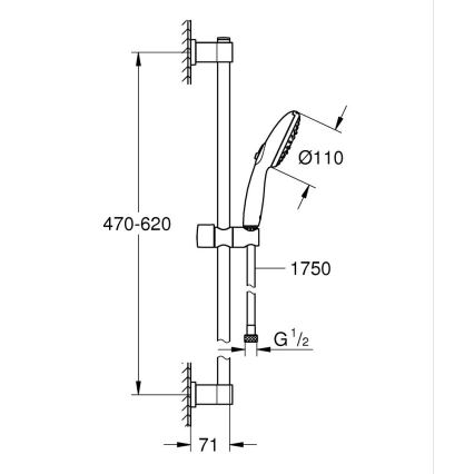 GROHE 26032001 - Zestaw prysznicowy VITALIO START 110 600 mm chrom błyszczący