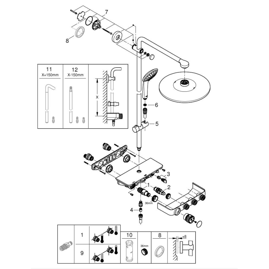 GROHE 26507000 - System prysznicowy EUPHORIA SMARTCONTROL 310 DUO, chrom błyszczący