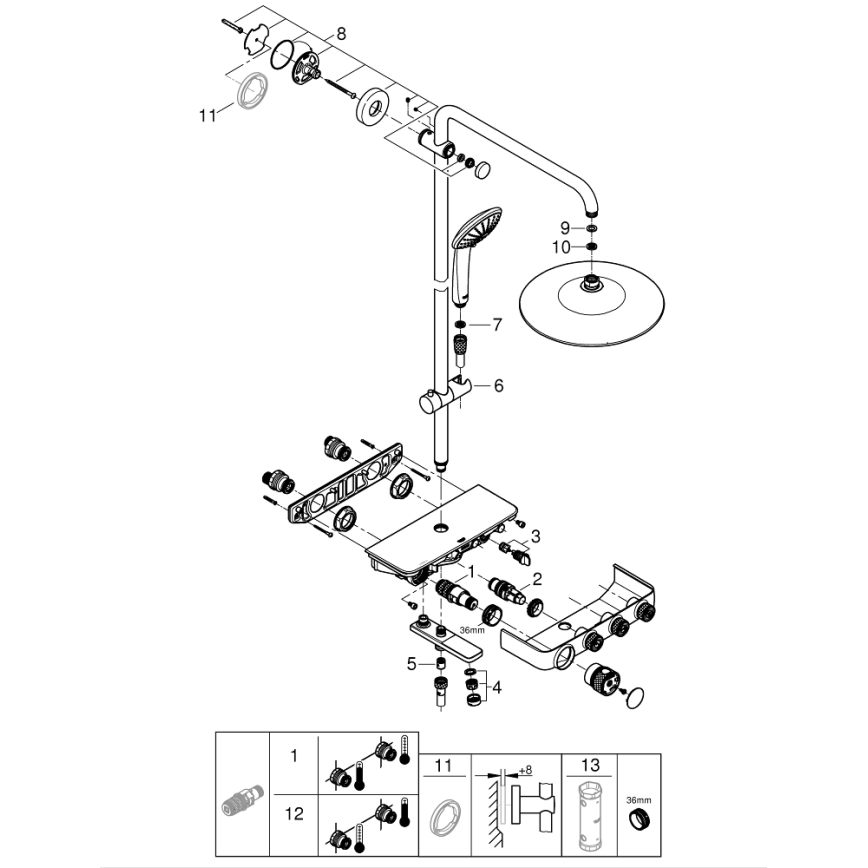 GROHE 26510000 - System prysznicowy EUPHORIA SMARTCONTROL 450 mm błyszczący chrom