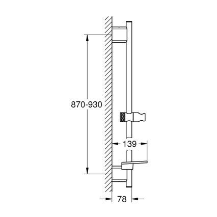 GROHE 26603DC0 - Drążek prysznicowy RAINSHOWER SMARTACTIVE 900 mm chrom matowy
