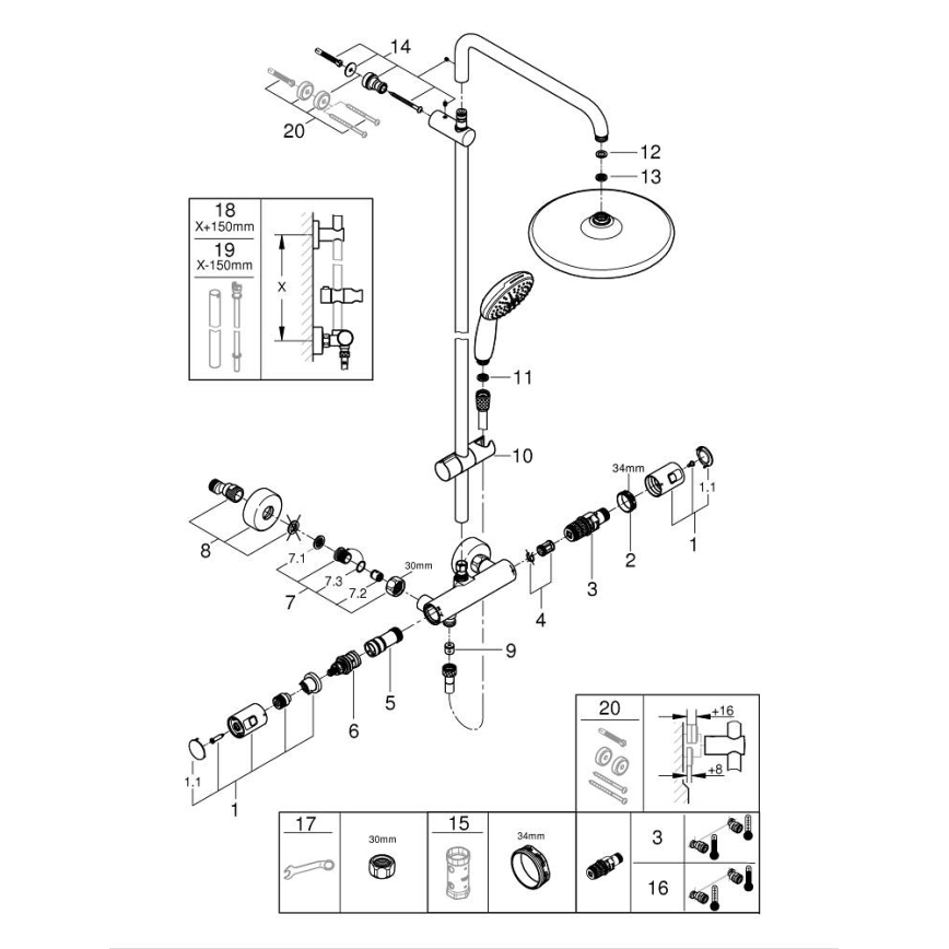 GROHE 26677001 - Zestaw prysznicowy VITALIO START SYSTEM 250 chrom błyszczący