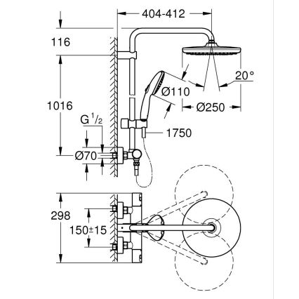 GROHE 26677001 - Zestaw prysznicowy VITALIO START SYSTEM 250 chrom błyszczący