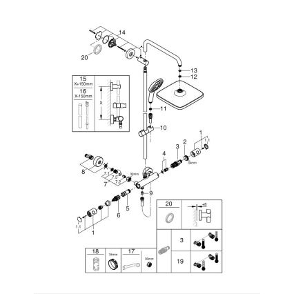 GROHE 26697001 - System prysznicowy VITALIO COMFORT 250 250 × 250 mm chrom błyszczący