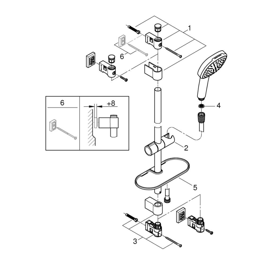 GROHE 26929001 - Zestaw prysznicowy VITALIO COMFORT 110 600 mm, chrom błyszczący