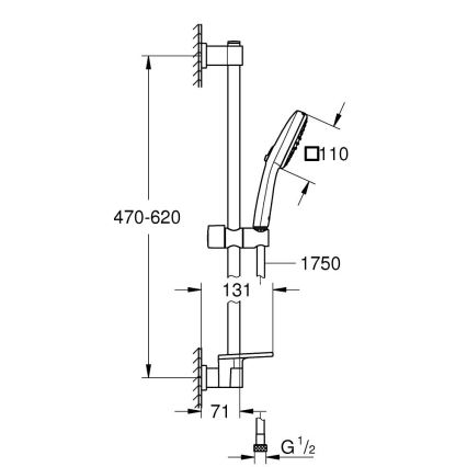 GROHE 26929001 - Zestaw prysznicowy VITALIO COMFORT 110 600 mm, chrom błyszczący
