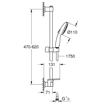 GROHE 26952001 - Zestaw prysznicowy VITALIO START 110, 600 mm, chrom błyszczący