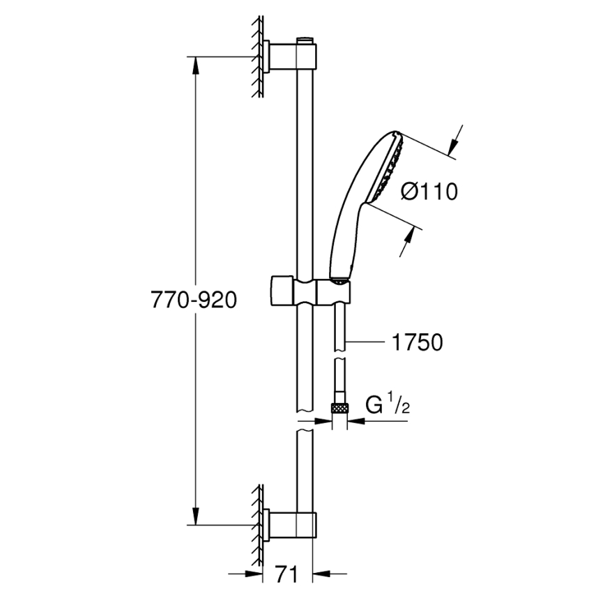 GROHE 26953001 - Zestaw prysznicowy VITALIO START 110 900 mm błyszczący chrom