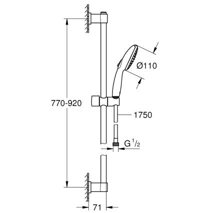 GROHE 26954001 - Zestaw prysznicowy VITALIO START 110 900 mm chrom polerowany