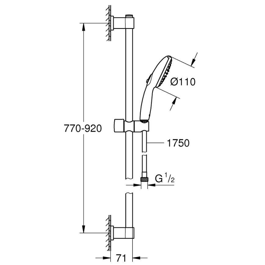 GROHE 26954001 - Zestaw prysznicowy VITALIO START 110 900 mm chrom polerowany