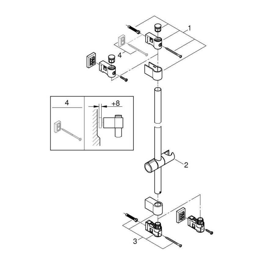 GROHE 26970001 - Drążek prysznicowy VITALIO UNIVERSAL 1150 mm błyszczący chrom