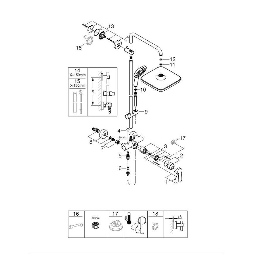 GROHE 26985001 - System prysznicowy VITALIO COMFORT 250 250 × 250 mm błyszczący chrom
