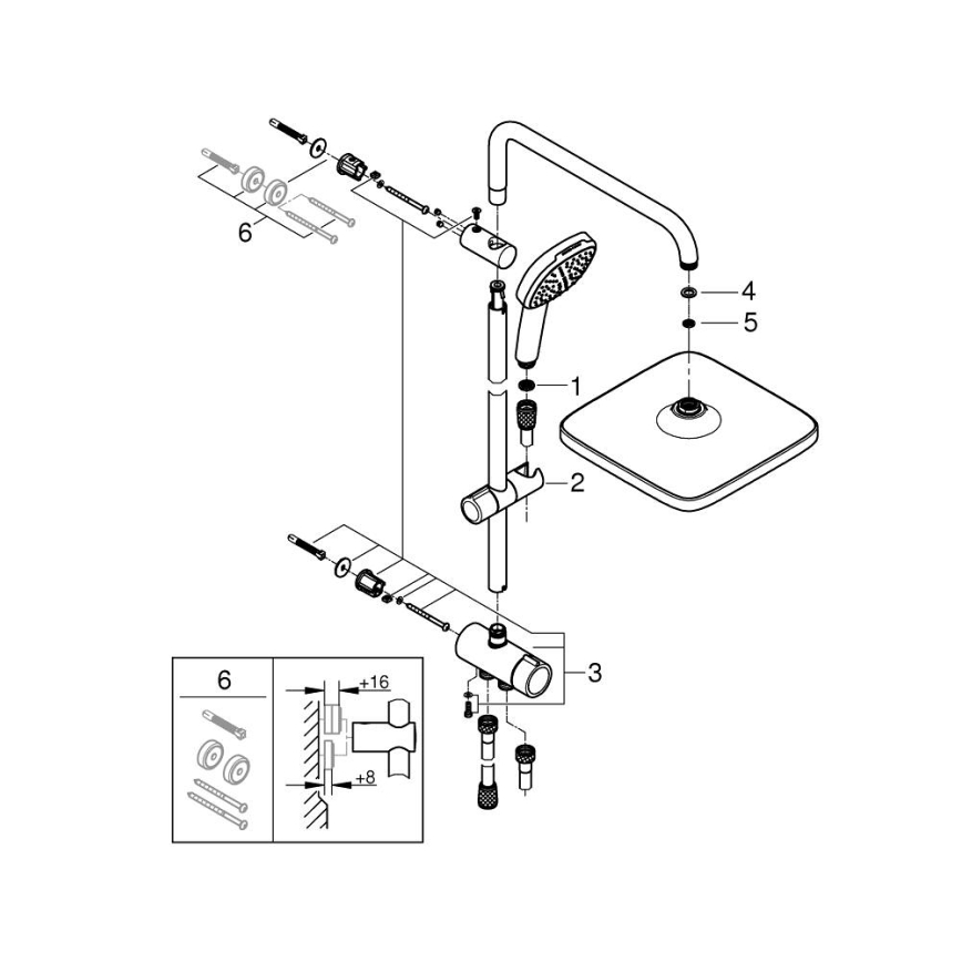 GROHE 26986001 - System prysznicowy VITALIO COMFORT 250 błyszczący chrom