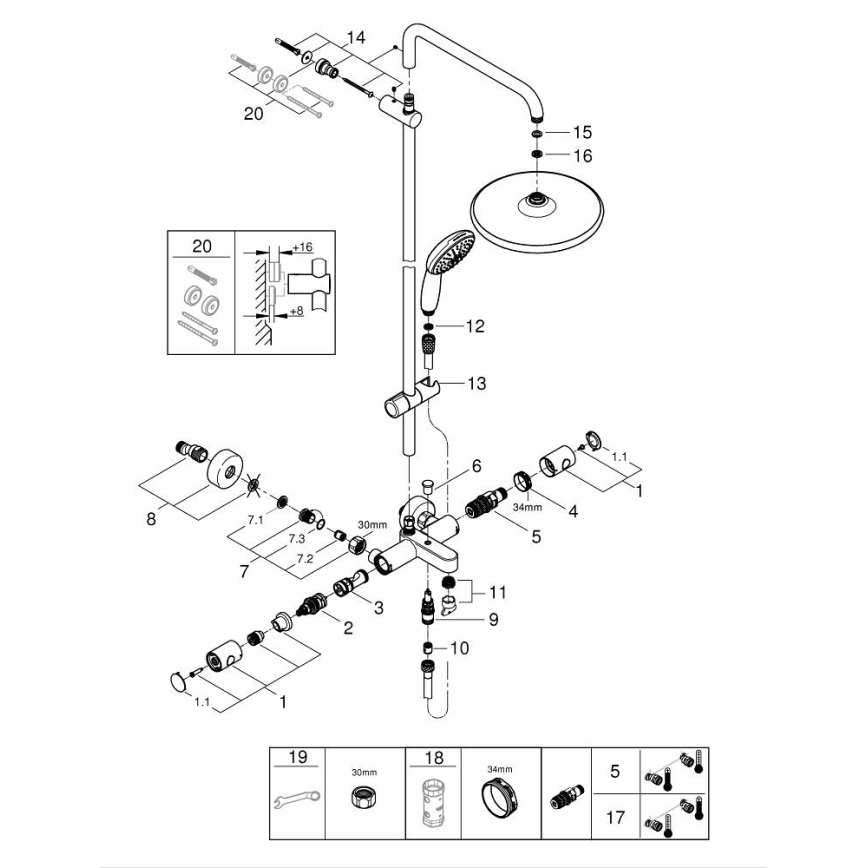 GROHE 26988001 - System prysznicowy VITALIO START SYSTEM 390 mm chrom błyszczący