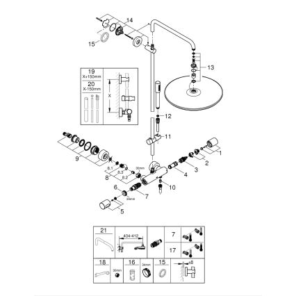 GROHE 27174001 - System prysznicowy RAINSHOWER SYSTEM 400 450 mm błyszczący chrom