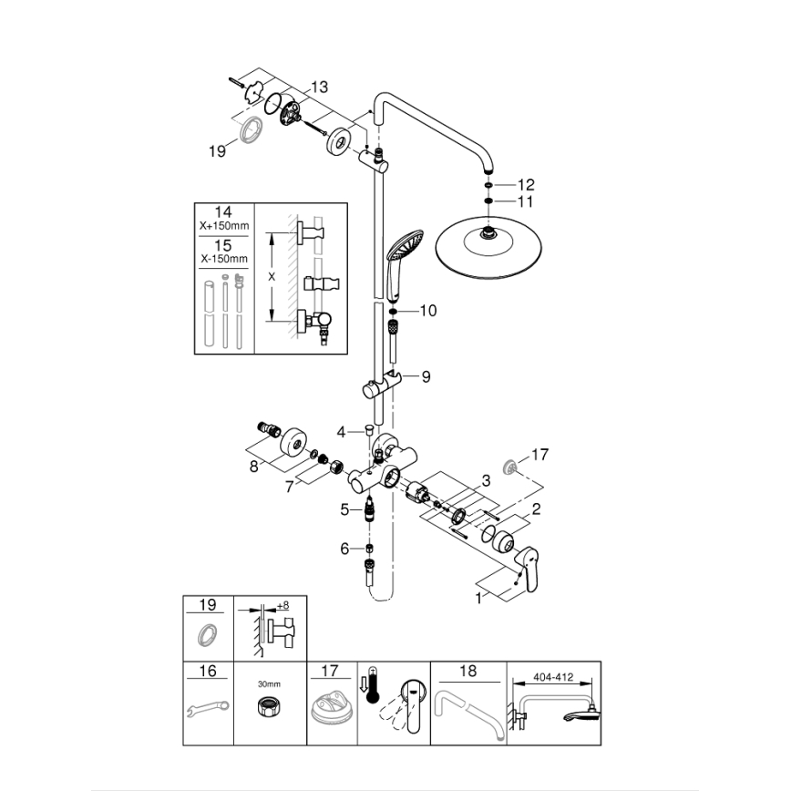 GROHE 27684001 - System prysznicowy VITALIO JOY 260 450 mm błyszczący chrom