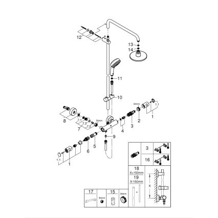 GROHE 27922000 - System prysznicowy TEMPESTA COSMOPOLITAN 160 mm, chrom błyszczący