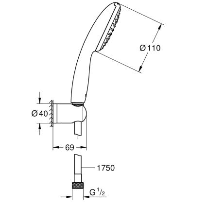 GROHE 27944001 - Zestaw prysznicowy VITALIO START 110, 110 mm, błyszczący chrom
