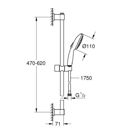 GROHE 279482431 - Zestaw prysznicowy VITALIO START 110 600 mm czarny