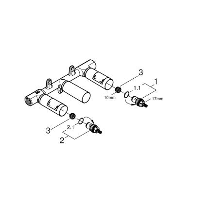 GROHE 29025002 - Uniwersalny korpus podtynkowy do trzyotworowej baterii umywalkowej, mosiądz