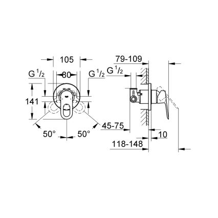 GROHE 29042000 - Bateria prysznicowa BAULOOP chrom błyszczący