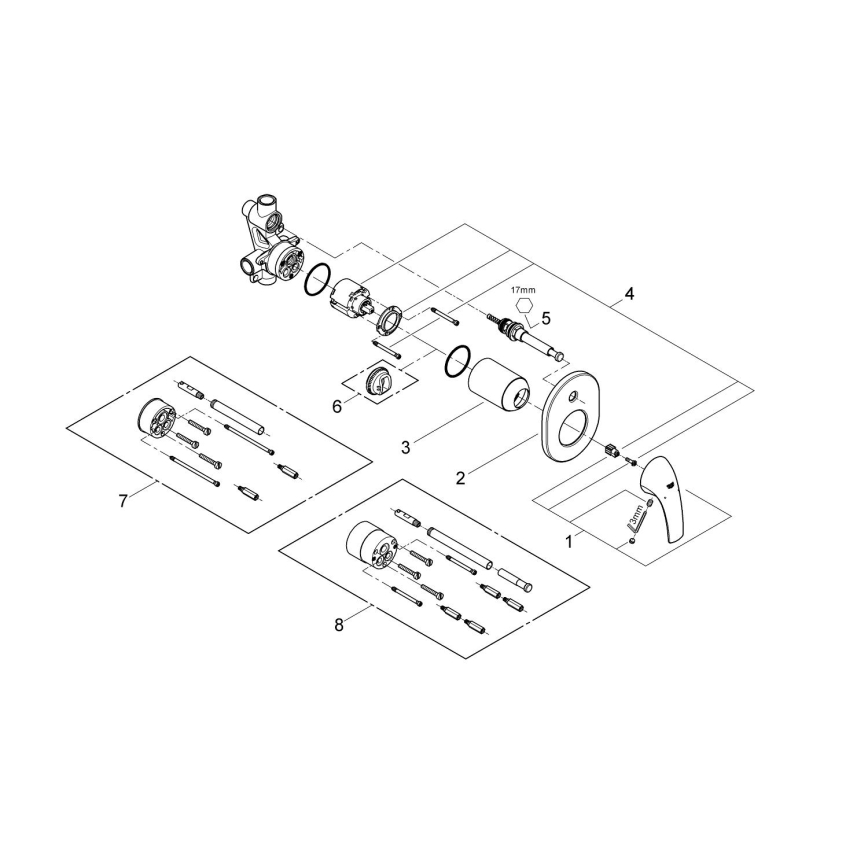 GROHE 29043000 - Bateria wannowa EUROCUBE, chrom błyszczący
