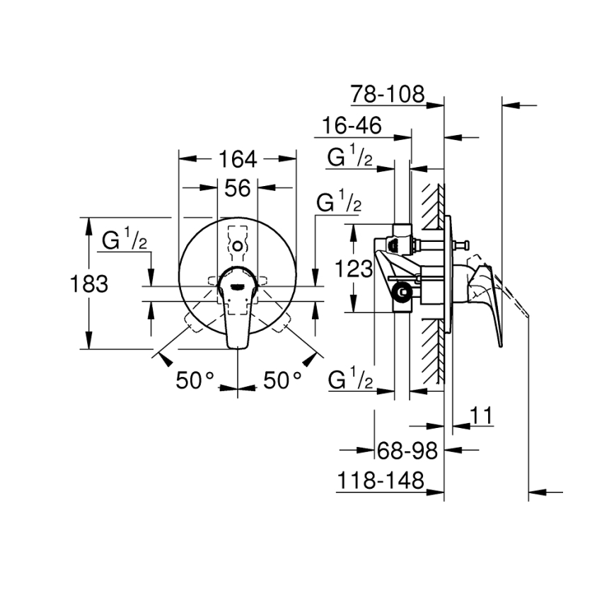GROHE 29117000 - Bateria wannowa LINEARE, chrom błyszczący