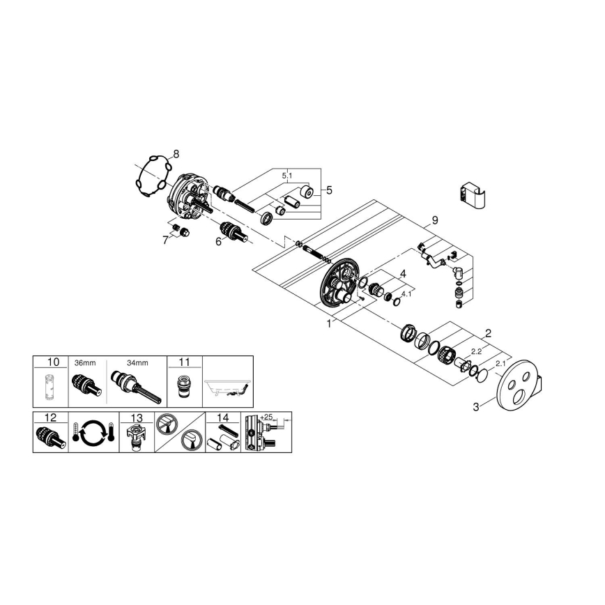 GROHE 29120000 - Termostatyczna bateria prysznicowa podtynkowa GROHTHERM SMARTCONTROL + uchwyt chromowany