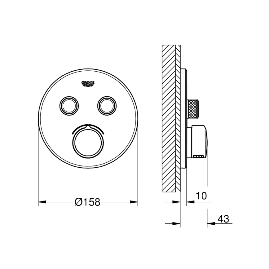 GROHE 29145000 - Maskownica do baterii podtynkowej SMARTCONTROL, błyszczący chrom