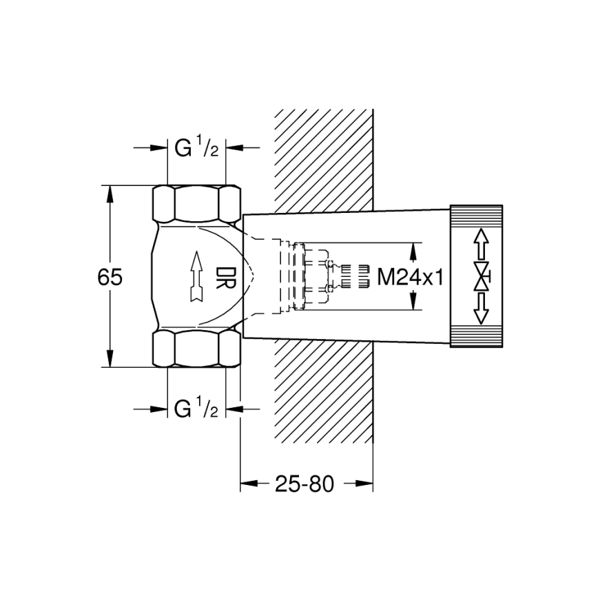 GROHE 29800000 - Dolna część podtynkowego zaworu DN 15 mosiądz