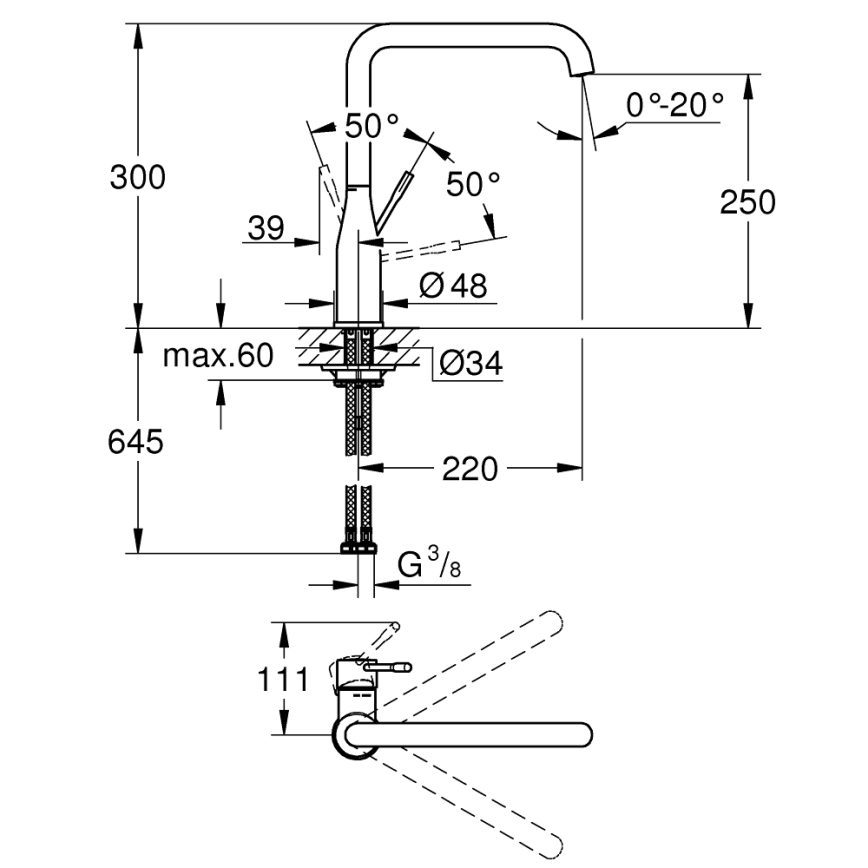GROHE 30269000 - Bateria zlewozmywakowa ESSENCE 292 mm chrom błyszczący