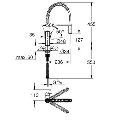 GROHE 30361000 - Bateria zlewozmywakowa GET 455 mm chrom błyszczący