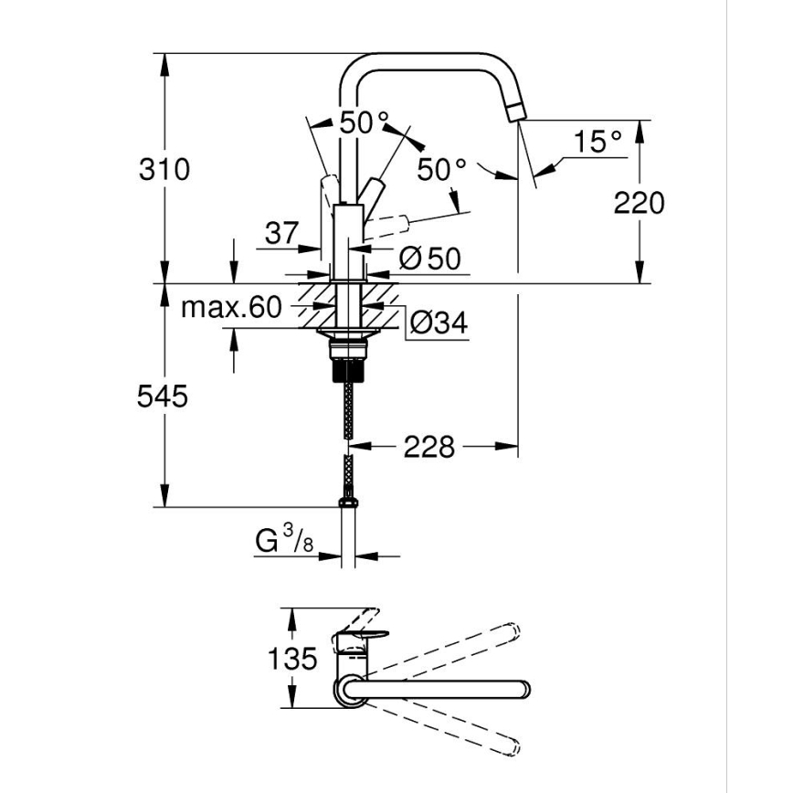 GROHE 30470DC0 - bateria zlewozmywakowa START 310 mm, stal nierdzewna