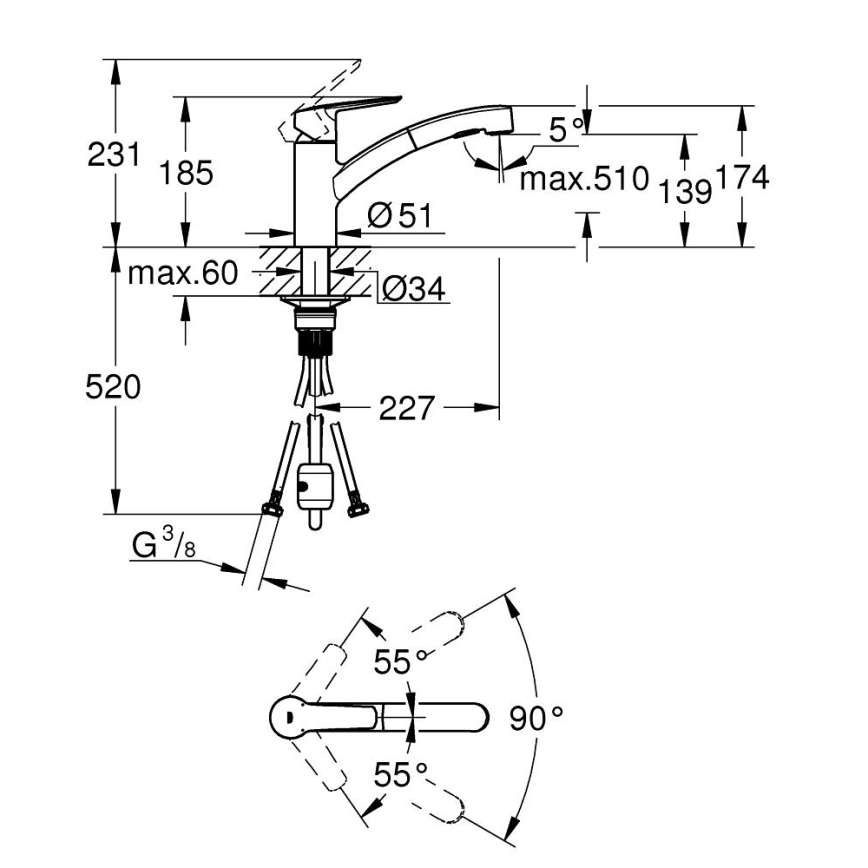 GROHE 30531001 - Bateria zlewozmywakowa START 227 mm chrom błyszczący