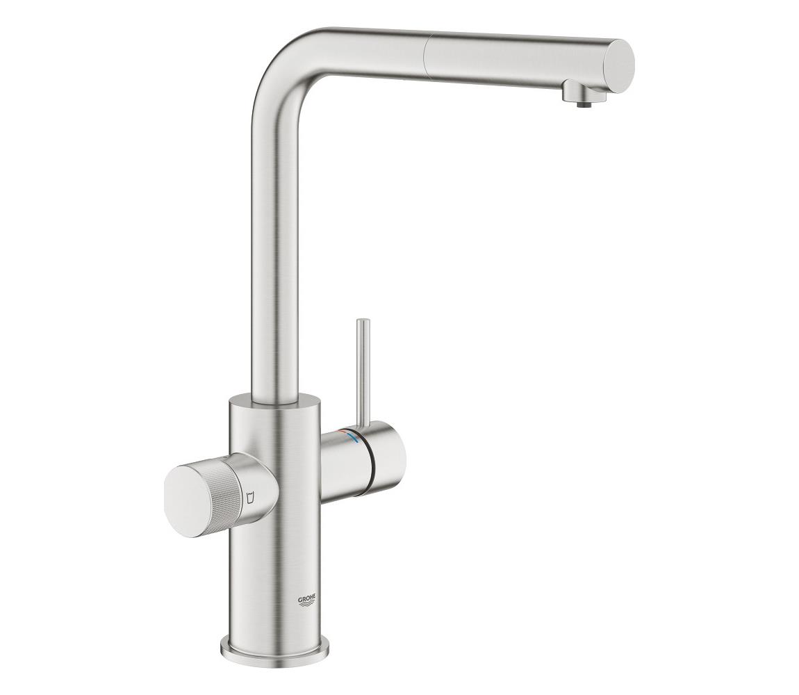 GROHE 30590DC0 - Bateria kuchenna z wyciąganą wylewką BLUE PURE, stal nierdzewna