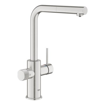 GROHE 30590DC0 - Bateria zlewozmywakowa z wyciąganą wylewką BLUE PURE ze stali nierdzewnej