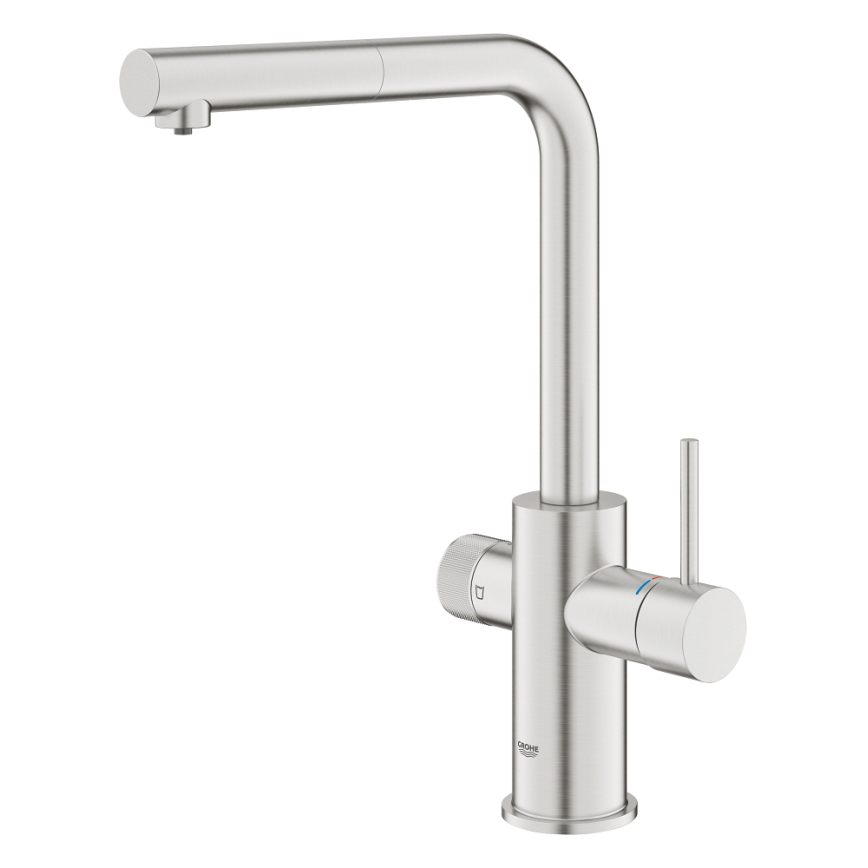 GROHE 30590DC0 - Bateria zlewozmywakowa z wyciąganą wylewką BLUE PURE ze stali nierdzewnej