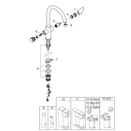 GROHE 30592000 - Bateria zlewozmywakowa BLUE PURE StartCurve 411 mm błyszczący chrom