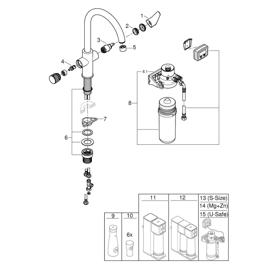GROHE 30593000 - Bateria zlewozmywakowa BLUE PURE z wylewką C, chrom błyszczący