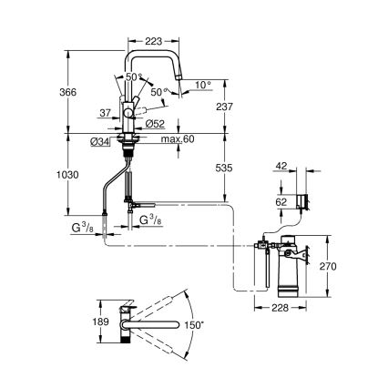 GROHE 30594000 - Bateria zlewozmywakowa BLUE PURE Start z funkcją filtracji Ultrasafe, chrom