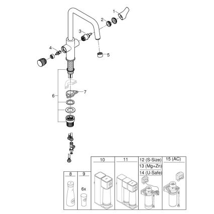 GROHE 30595DC0 - Bateria zlewozmywakowa BLUE PURE, stal nierdzewna