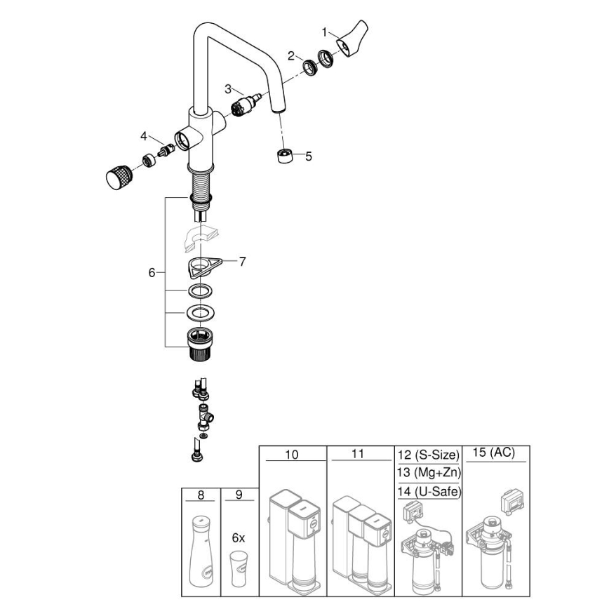 GROHE 30595DC0 - Bateria zlewozmywakowa BLUE PURE, stal nierdzewna