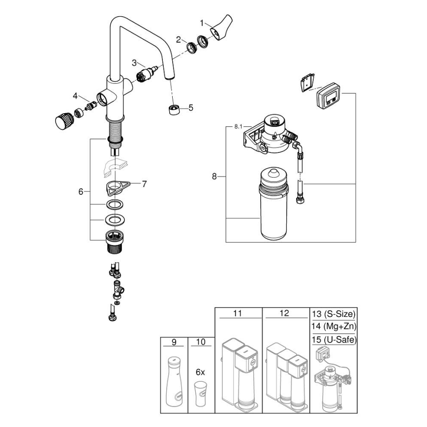 GROHE 30596000 - Bateria zlewozmywakowa BLUE PURE z funkcją filtracji, chrom błyszczący